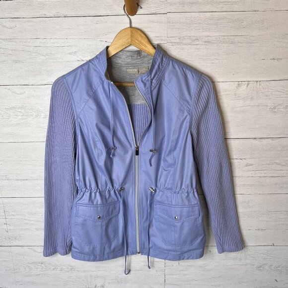 Chicos Zenergy Jacket Womens Size 0/Small Light Periwinkle Knit Mix Long Sleeve - Picture 5 of 15